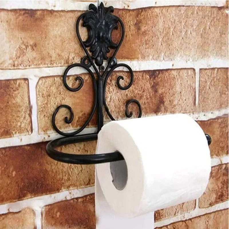 

Кованая железная стойка для хранения бумаги в ванную комнату, ретро настенная полка для бумажных полотенец, металлическая декоративная сто...
