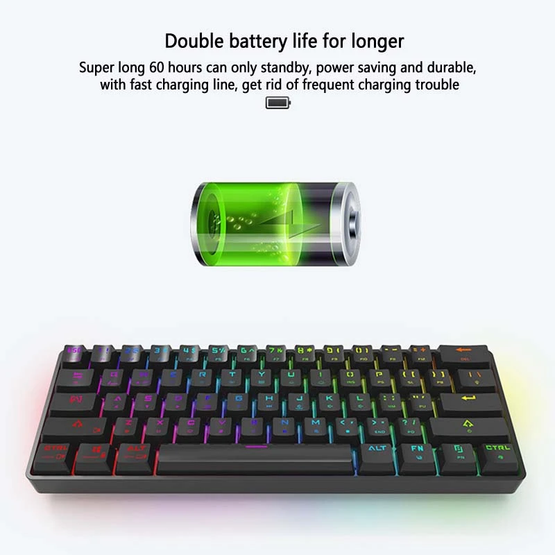 

DK61 Mechanical Keyboard, Rgb Bluetooth Backlit Wired Dual-Mode Keyboard Suitable for Game Lovers