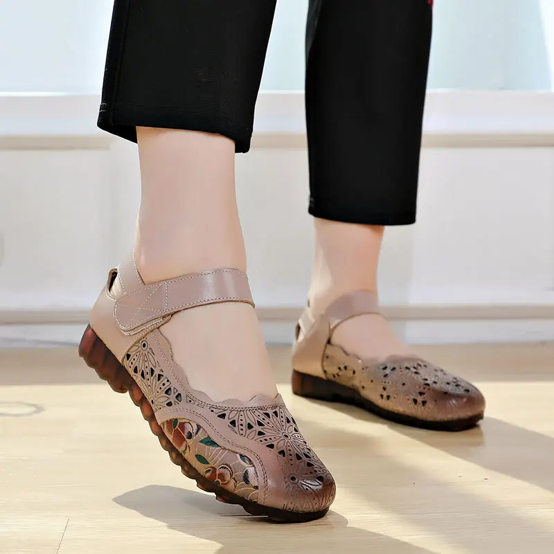 

MVVJKE Genuine Leather New Fashion Handmade Comfortable Flat Bottom Round Toe Casual Retro Women Shoes Oxfords Flats For Women