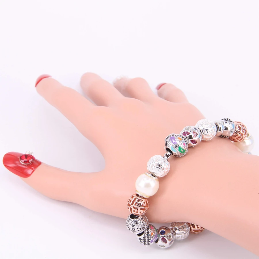 Браслет Hemiston TS с символом солнца голубые бусины в виде черепа браслет из кармы