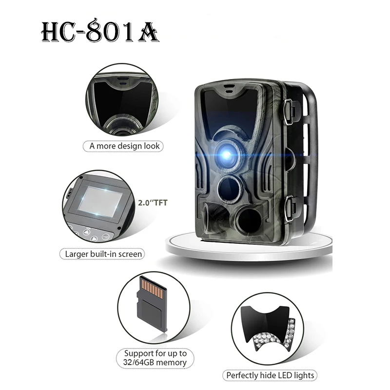 HC801LTE Охота Камера 2/3/4G инфракрасный Ночное видение Trail Камера s 1080P фото ловушки дикой природы Cam Hunter Скаутинг Chasse - Цвет: HC801A
