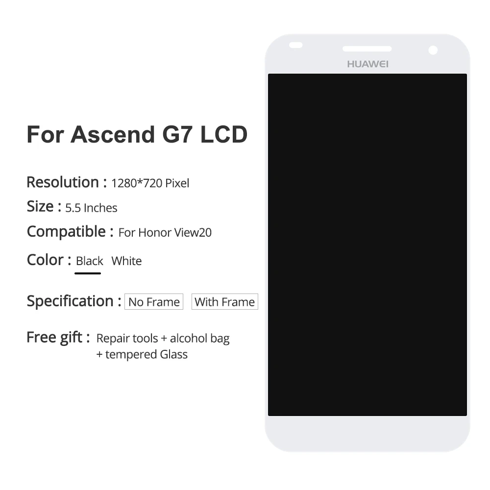 5 ''для Huawei Ascend G7 ЖК дисплей + сенсорный экран с рамкой дигитайзер в сборе Замена