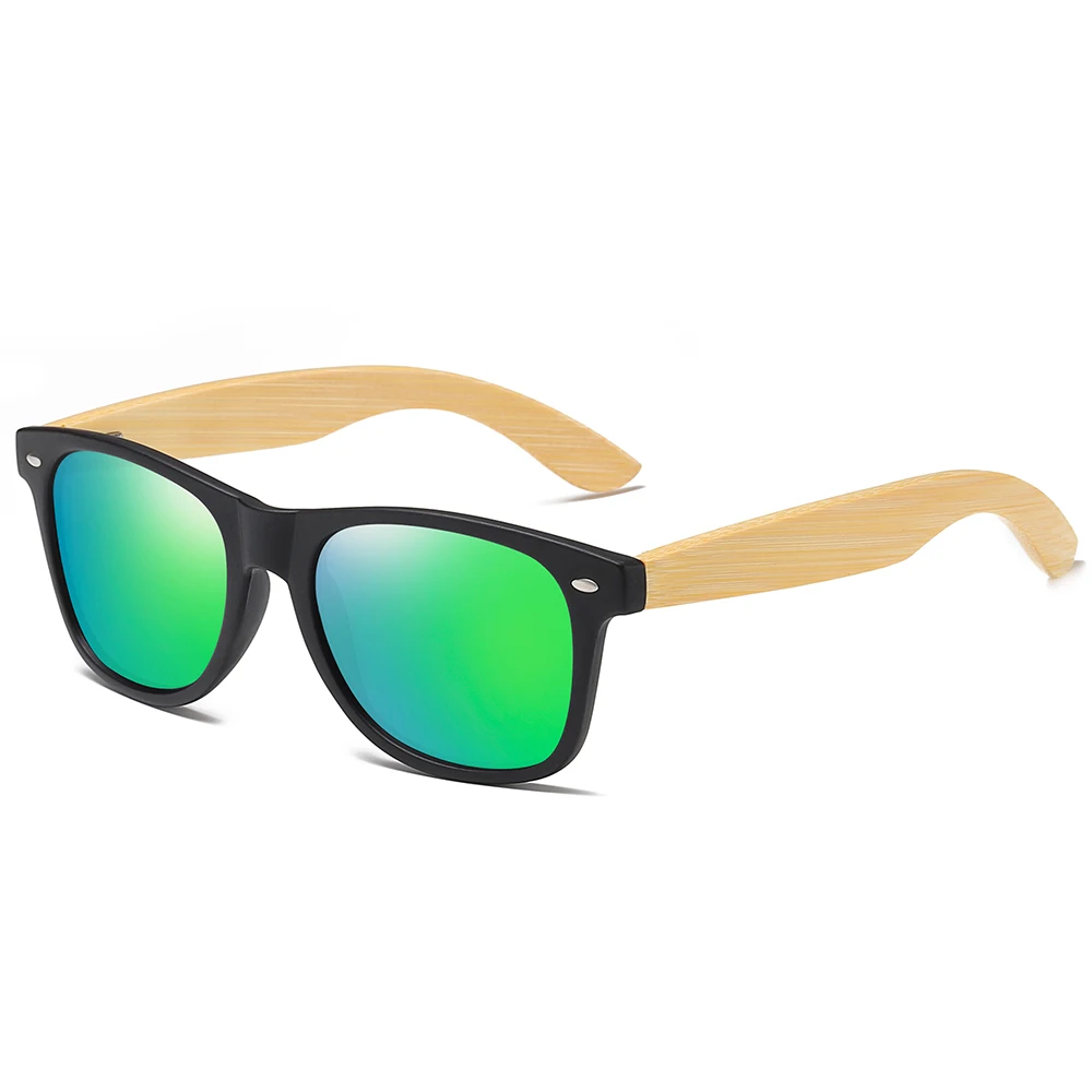 GM Bamboo солнцезащитные очки поляризованные новые женские деревянные солнцезащитные очки Брендовые дизайнерские зеркальные оригинальные солнцезащитные очки - Цвет линз: Green