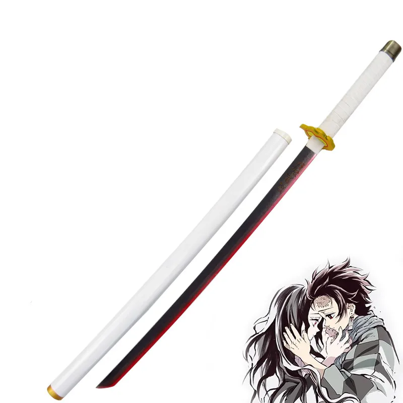 

Hot Anime Demon Slayer: Kimetsu No Yaiba Cosplay Props Kyojuro Rengoku Wooden Sword Weapons Cosplay Replica Prop for Comic Party