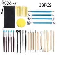 38pcsset pottery ceramic tools clay sculpting kit sculpt smoothing wax carving polymer clay shapers modeling carved diy tools