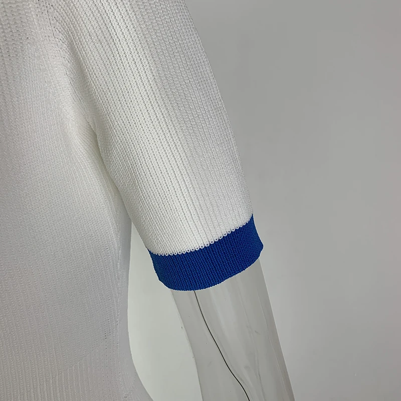 

HarleyFashion Summer Women High Street Elegant Design V-neck Short Sleeve Stretchy Knitting Sheath Street Quality Dress