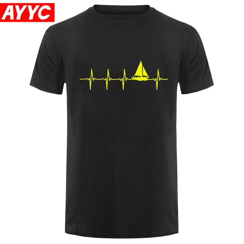 

Customized Anti Wrinkle T Shirt Man Sail Heartbeat Tshirt For Men Funny Casual Plus Size 3xl Men T Shirt Original Cute