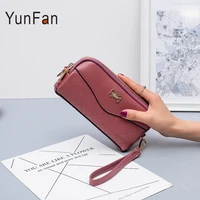 new ladies long clutch bag simple double zipper womens wallet messenger bag mobile phone bag female handbag