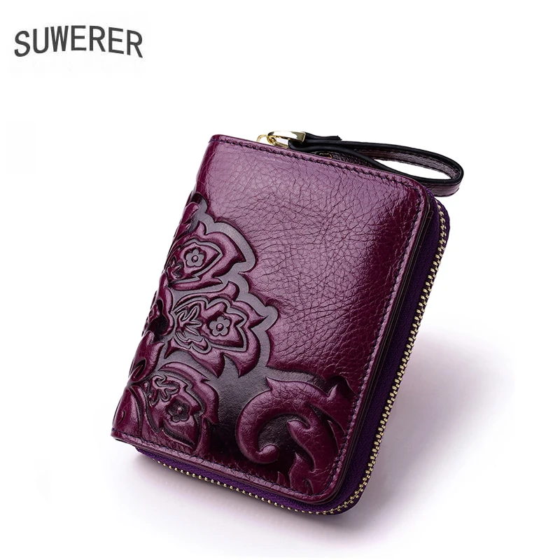 Женский кошелек SUWERER из натуральной кожи клатч с несколькими отделениями для