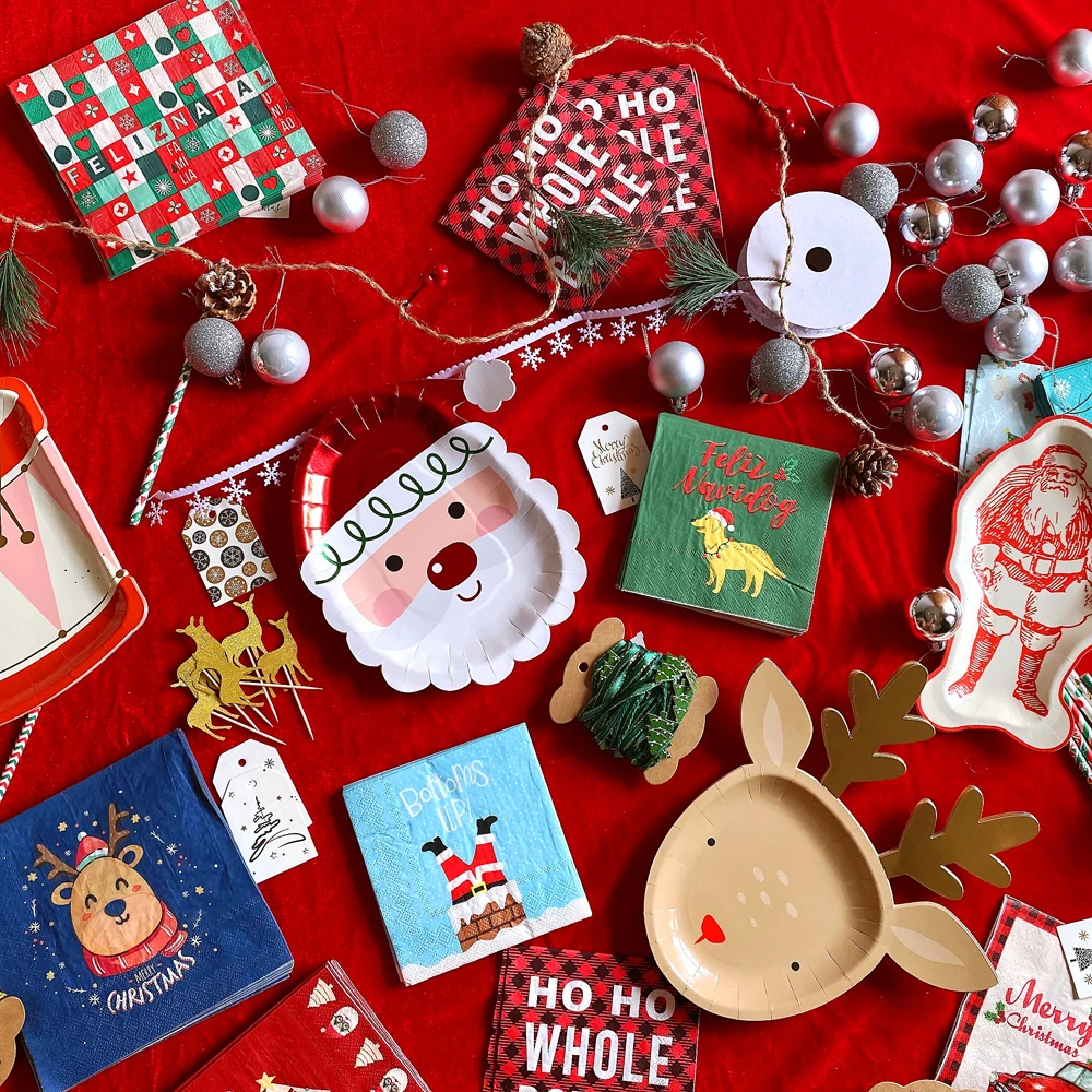 Omilut 20/40 шт. одноразовые салфетки для рождественской елки с Санта-Клаусом | Дом и