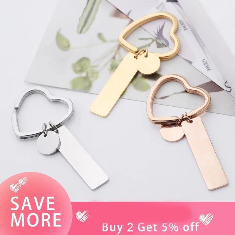 

Mirror Polished Stainless Steel Heart Keychains Blank For DIY Making Keychain Metal Heart Keyring Strip Blank Key Chain 20pcs