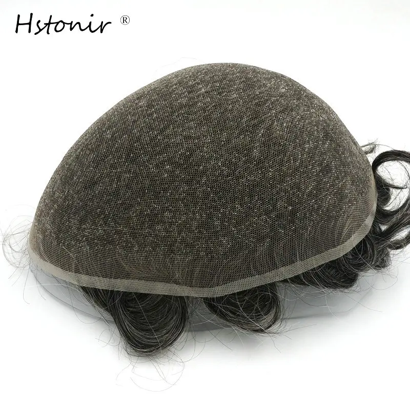 Hstonir Для мужчин парик Швейцарский Кружево натуральный Волосы Remy системы замены