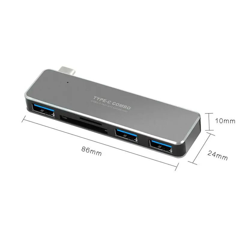 

5-in-1 USB3.0 Hub Type-C Adaptor Card Reader for Laptop PC Mobile HDD Flash Drive