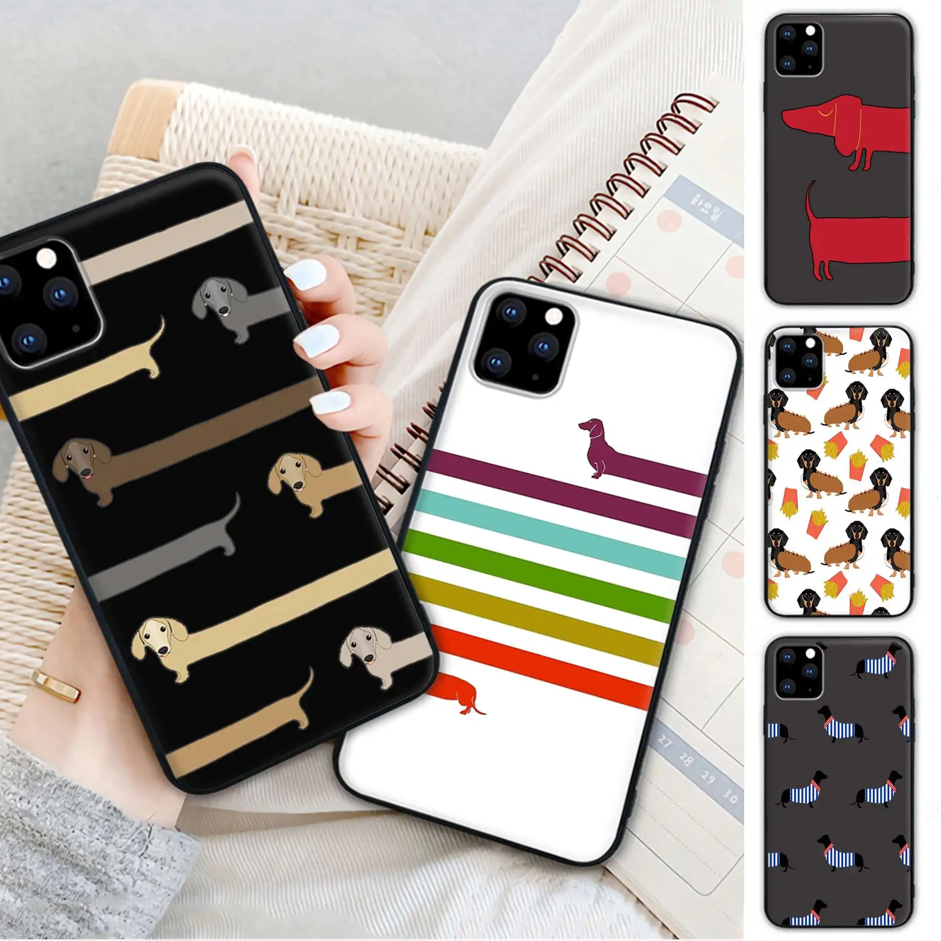 

Cartoon Cute Dachshund Cellphone Case For Xiaomi Redmi 4X 5 Plus 6 6A 7 7A 8 8A 9 Note 4 8 T 9 Pro Max Cover