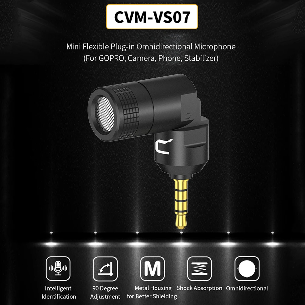 COMICA CVM-VS07 Mini Omnidirectional Microphone Mic 3.5mm TRRS Plug 90° for GoPro Action Camera DSLR Cellphone Stabilizer | Электроника