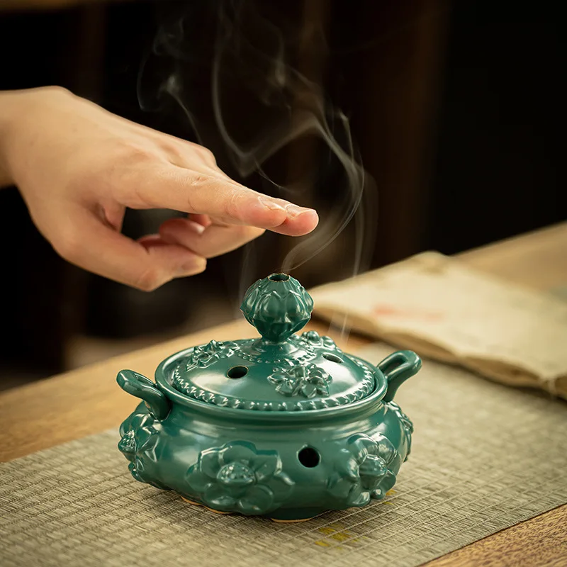 

Sandalwood Ceramic Incense Burner Agarwood Chinese Smoke Fountain Humidificador Zen Incense Burner Buddha Incensario Home Decor