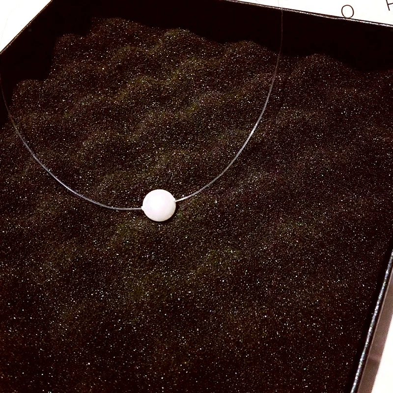 

Простое персонализированное универсальное ожерелье из лески с невидимым жемчугом короткое ожерелье с бриллиантовой цепочкой подвеска на ...