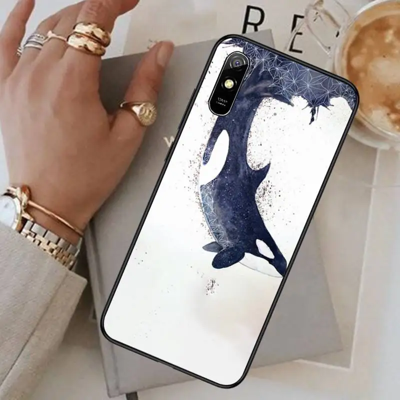 

Killer Whale Orca Watercolor Phone Case For Xiaomi Redmi note 4 4X 8T 9 9s 10 K20 K30 cc9 9t pro lite max