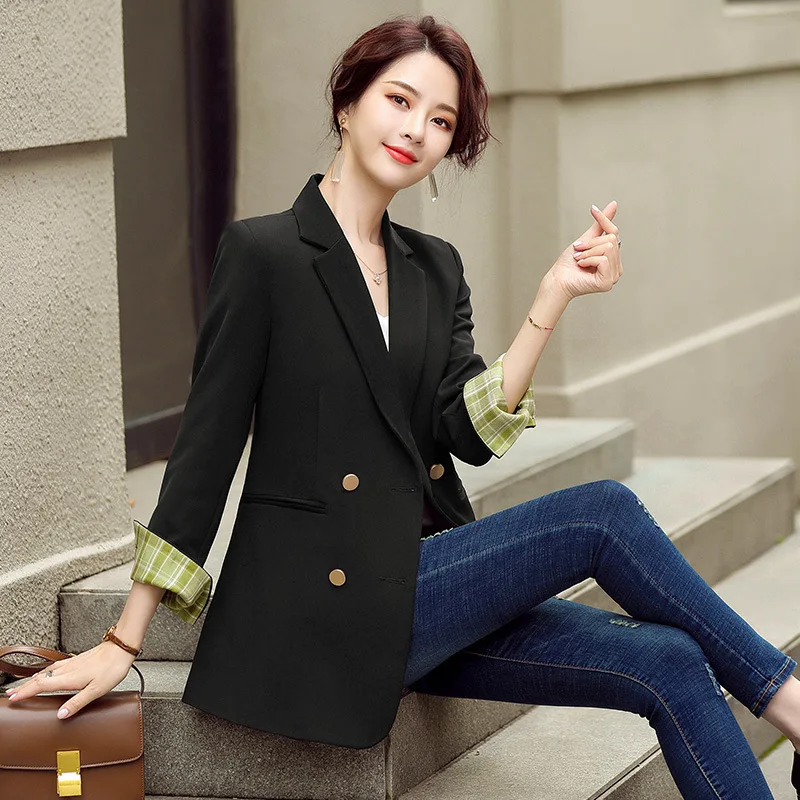 

Модный женский однотонный Блейзер, новинка 2021, осенне-зимние женские высококачественные куртки, элегантный женский офисный костюм