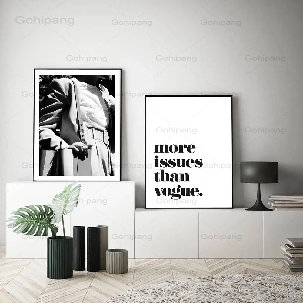 Современная модная холщовая картина черно-белые постеры с буквенным принтом для