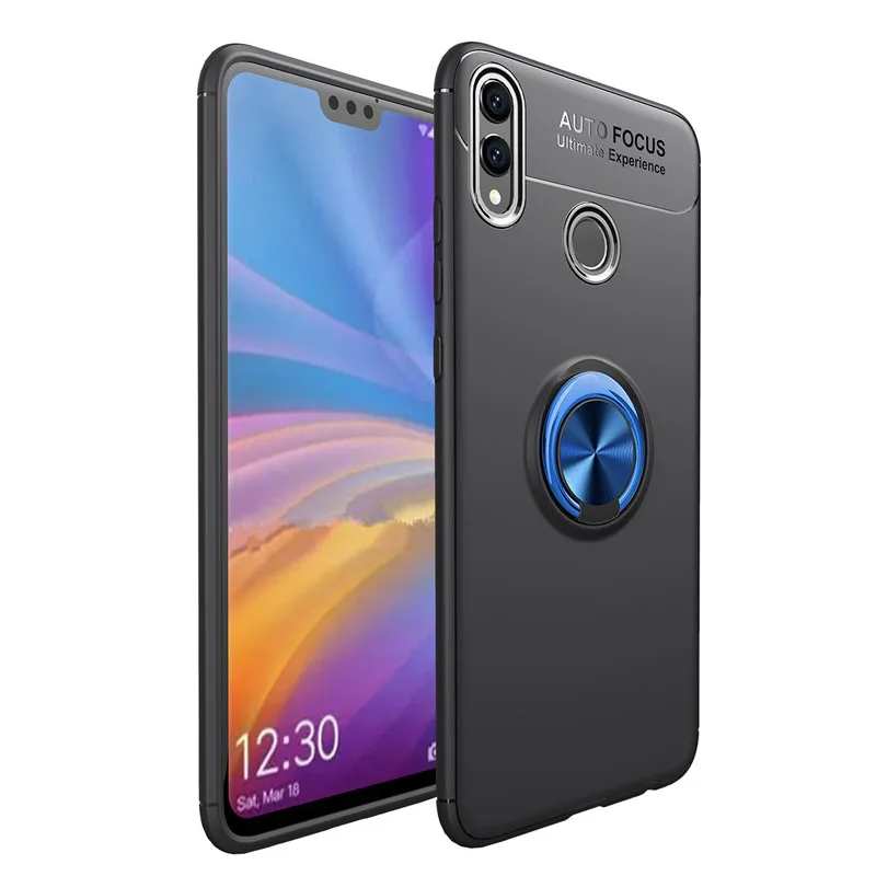 Чехол для huawei Y9, защитный чехол, полное защитное кольцо, магнитный держатель, ударопрочный TPU+ PC, для huawei Y9, автомобильный чехол, чехол - Цвет: Blue Black