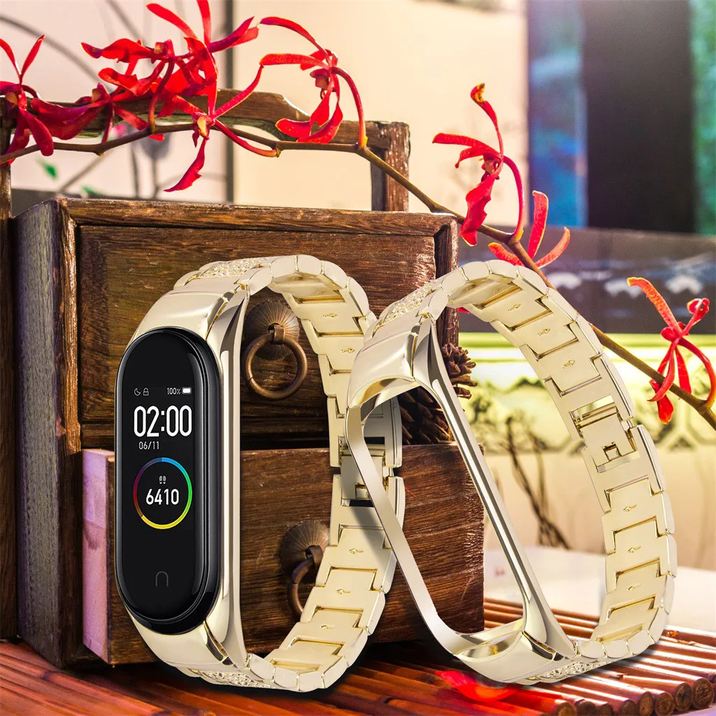 Сменный сетчатый ремешок из нержавеющей стали для браслета Xiaomi Mi Band 4 наручных