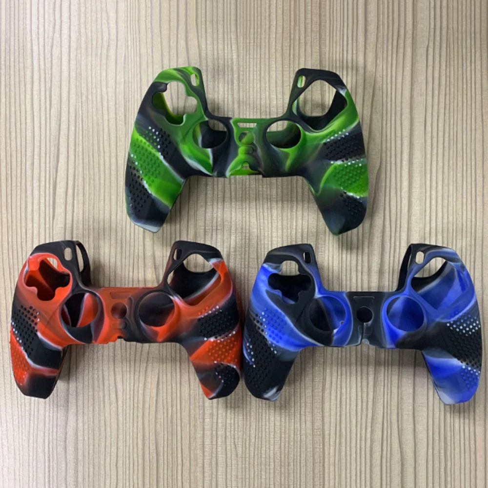 

Pohiks Sweatproof Dirtproof Camouflage Silicone Handle Cover Rubber Case Protective Cover for Sony PlayStation 5 PS5 Controller