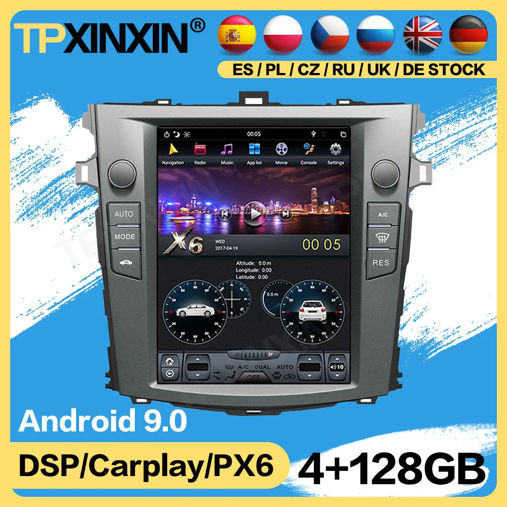 

Carplay Tesla 128G Radio Bluetooth Android For Toyota Corolla 2007 2008 2009 2010 2011 2012 2013 GPS Player Auto Audio Head Unit