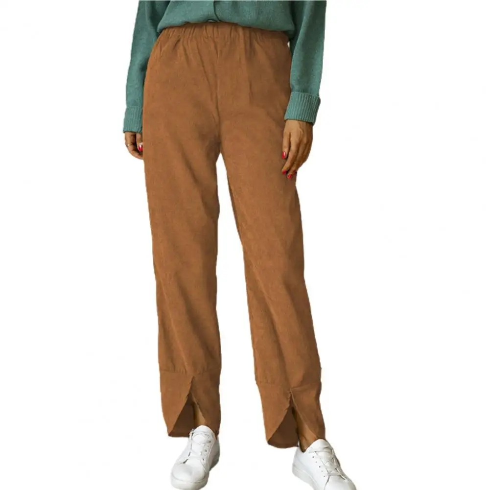

Women Pants Loose Solid Color Thicken Straight Lady Trousers for Daily Wear