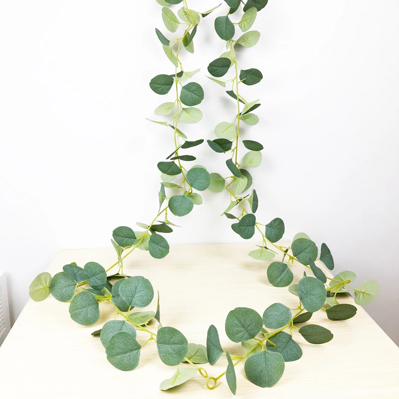 

150cm Artificial Plants Vine Tropical Eucalyptus Rattan Silk Tree Leaves Fake Wall Hanging Foliage for Wedding Chrismas Decor