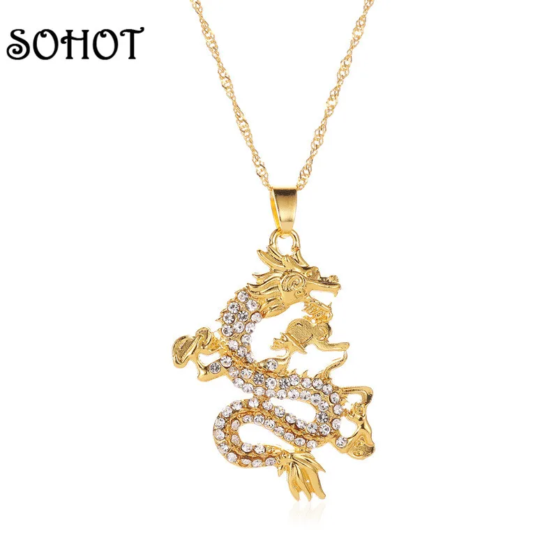 SOHOT Классический шик имитация дракона кристалл золотой цвет сплав женское