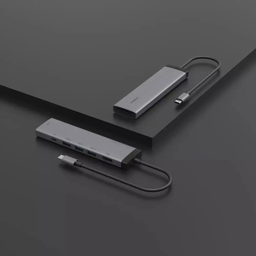 Адаптер док-станции MIIIW Type-C 7 в 1 конвертер портов с 4K HDMI HD дисплеем/100 Вт USB-C PD/3 USB 3