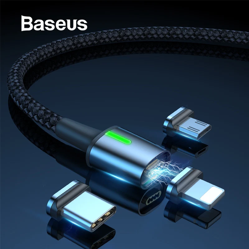Магнитный зарядный usb-кабель Baseus для iPhone XR Xs Max быстрое зарядное устройство samsung S10 huawei P30 USB type C светодиодный кабель Micro usb
