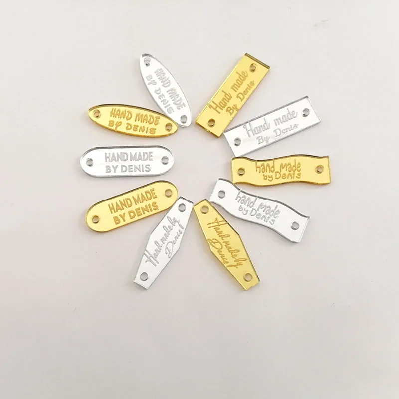 Description Picture 6 of itemLaser Engraved Mirror Handmade Labels 30 Tags Clothes Garment Acrylic Mirror Gold Hand Made Jeans Bags Shoes DIY Sewing Supplies