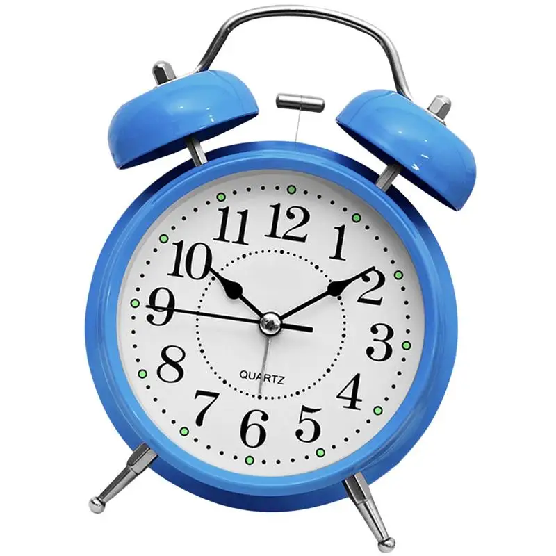 Будильник в стиле ретро с двумя колокольчиками настольный аналоговый тихий