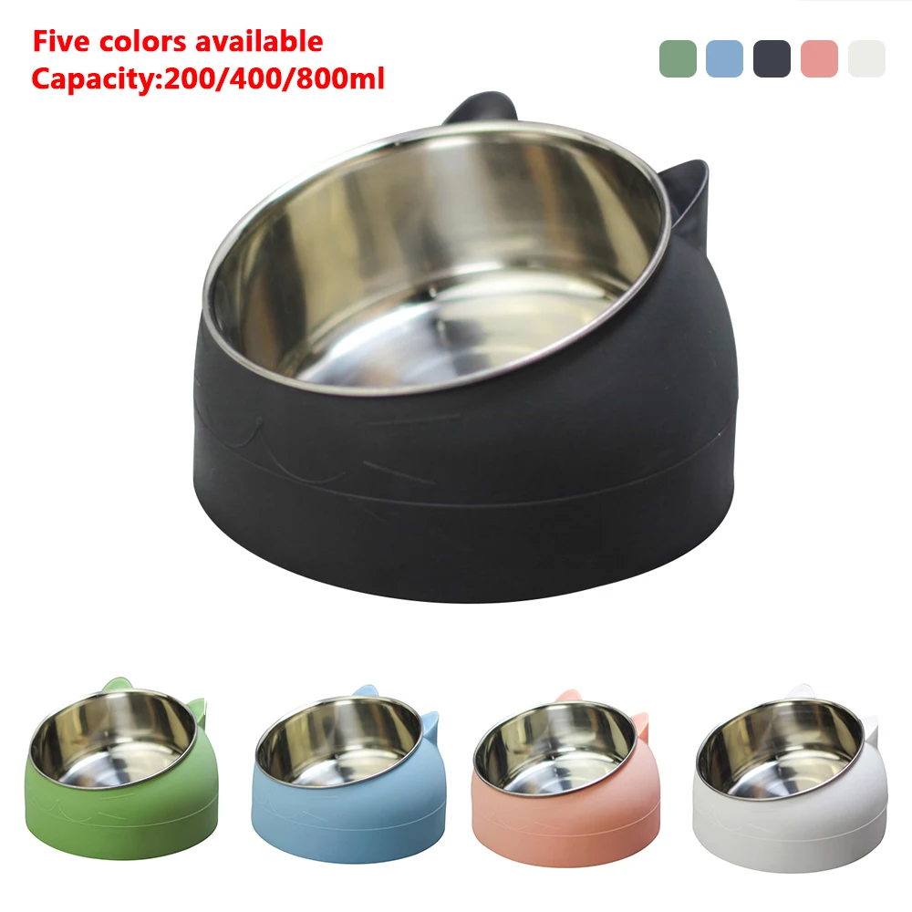 

Stainless Steel Pet Bowl Cat Dog Feeder Tilts To Protect The Cervical Spine Kitten And Puppy Supplies Comedero Gato