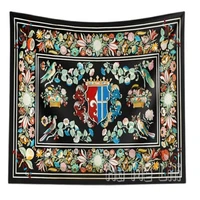 table top with a coat of arms tapestry wall hangingl art decoration gift idea interior design