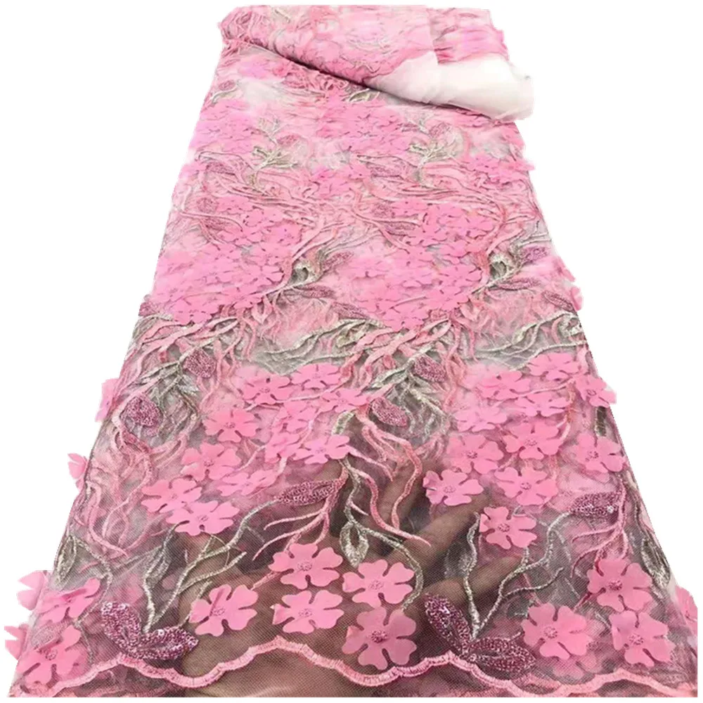 

Latest Nigerian 3D Lace Fabrics 2021 High Quality African applique Lace Fabric Wedding French Lace Fabric RF-190