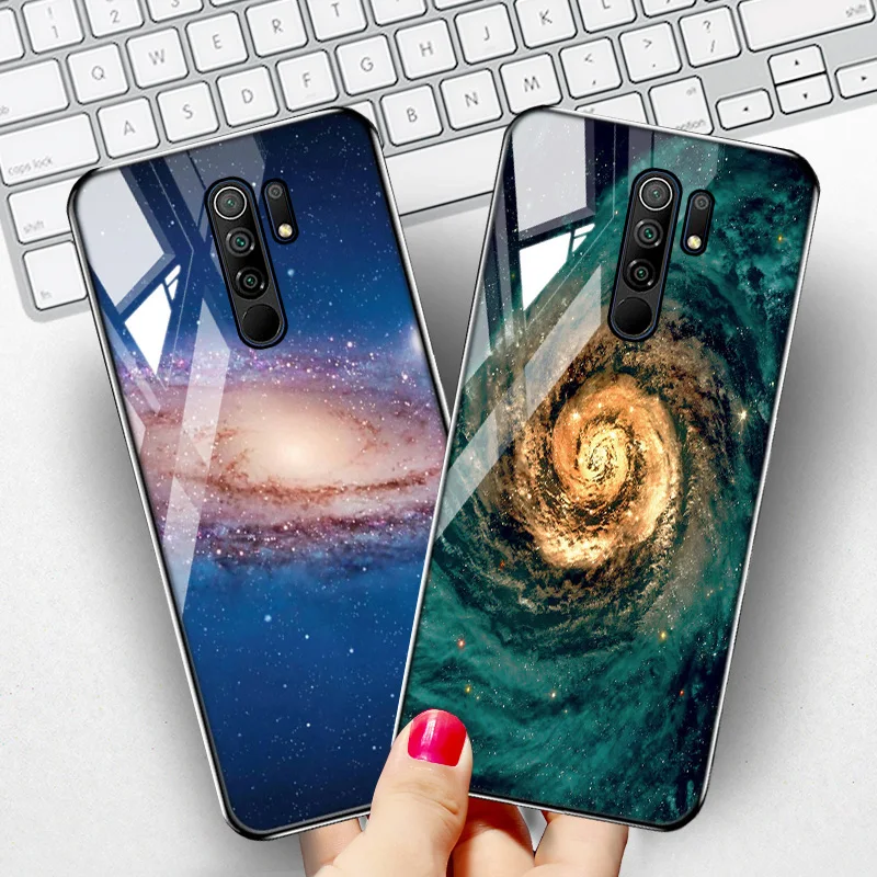 

Star Sky Case For Xiaomi Redmi 9 Case Tempered Glass Hard Back Cover Redmi9 9C NFC 9A 8A 8 7A 7 Mi 9T Pro 9 Lite 8 SE Case Coque
