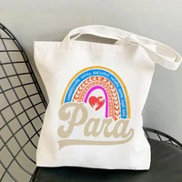 teacher supplies para rainbow printed tote bag women harajuku shopper funny handbag girl shoulder shopping lady gift canvas bag