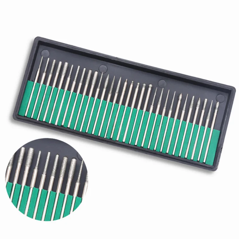 30 шт. 3 мм Мини сверла алмазные боры шлифовальный круг абразивный хвостовик