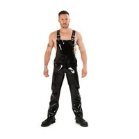 handmade sexy men black latex catsuit tights adjustable shoulder straps