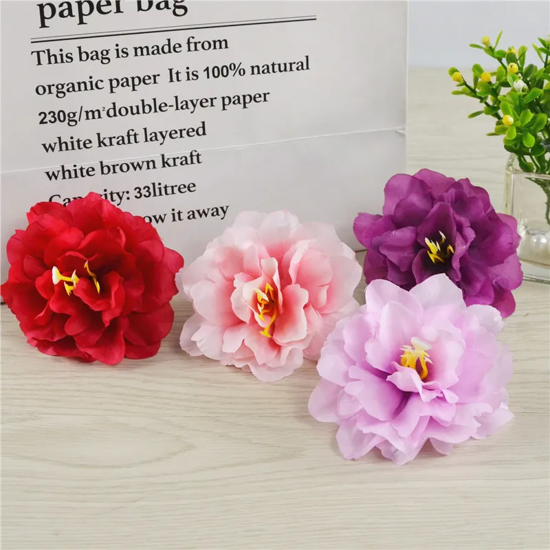 

8cm 12Colors 20Pcs Artificial Silk Rose Peony Flower Heads For DIY Handmade Craft Floral Supplies Wedding Wall Home Decoration