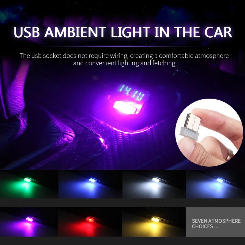 

Мини USB СВЕТОДИОДНЫЙ Автомобильный светильник авто Интерьер атмосферу светильник декоративный светильник аварийный светильник на ПК Авто ...