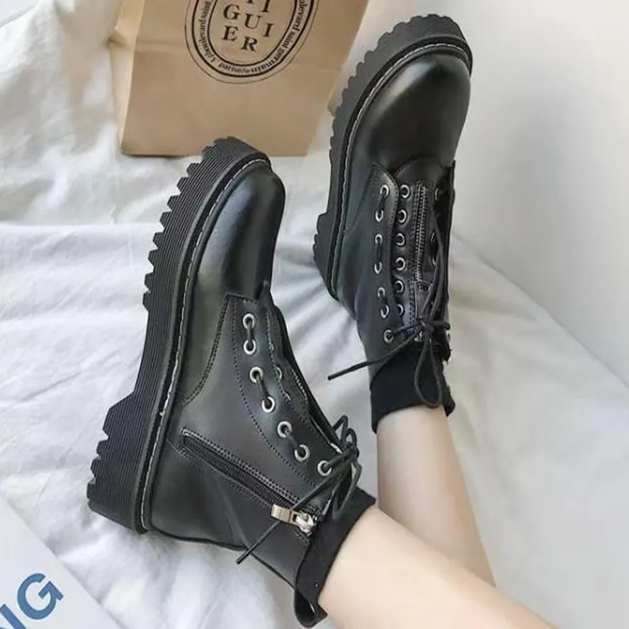 Сезон весна-осень Женские модные панк-сапоги Bottes Femmes На высоком каблуке Обувь в