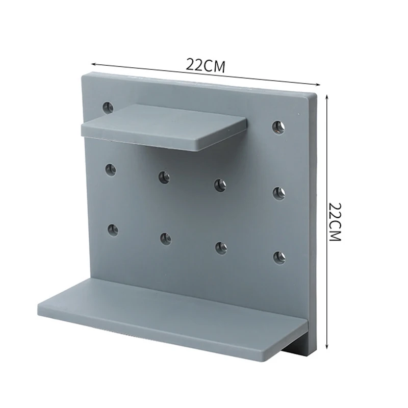

Adhesive Storage Rack with Holes 22*22cm Punch-free Wall-mounted Organizer Assemblable Display Board for Home Office F2