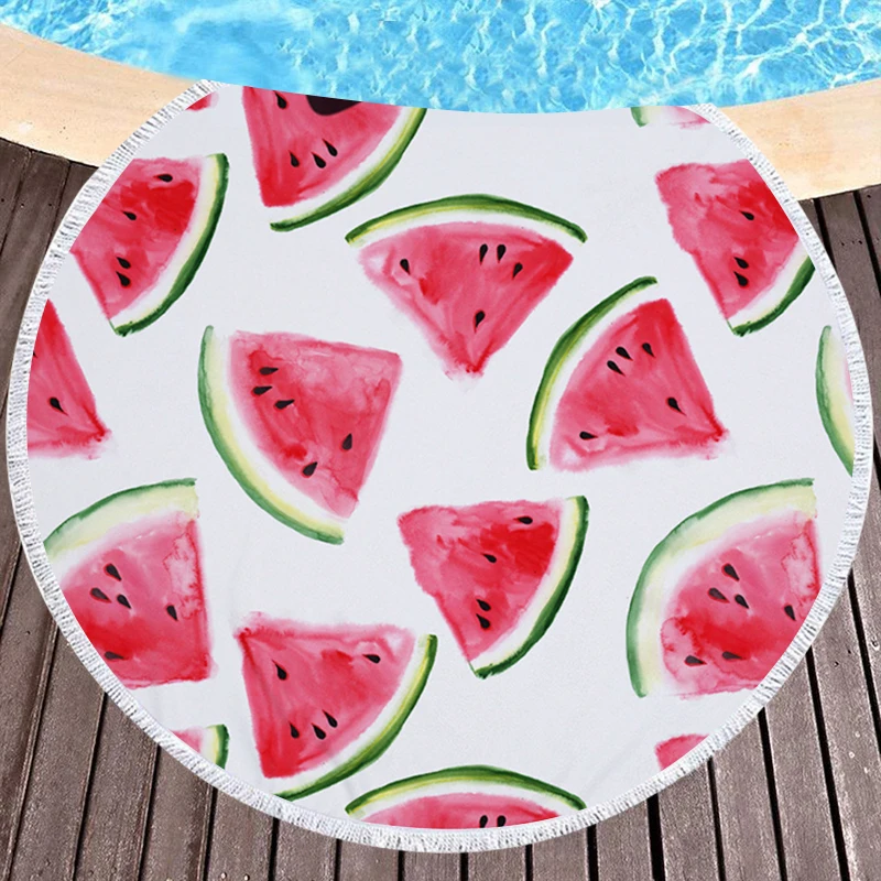 Круглые пляжные полотенца из микрофибры с принтом арбуза и ананаса пляжное