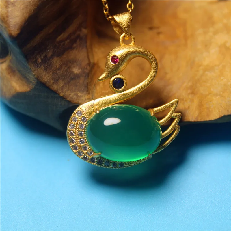 Оптовая продажа модные ювелирные изделия ожерелье с зеленым халцедоном в форме