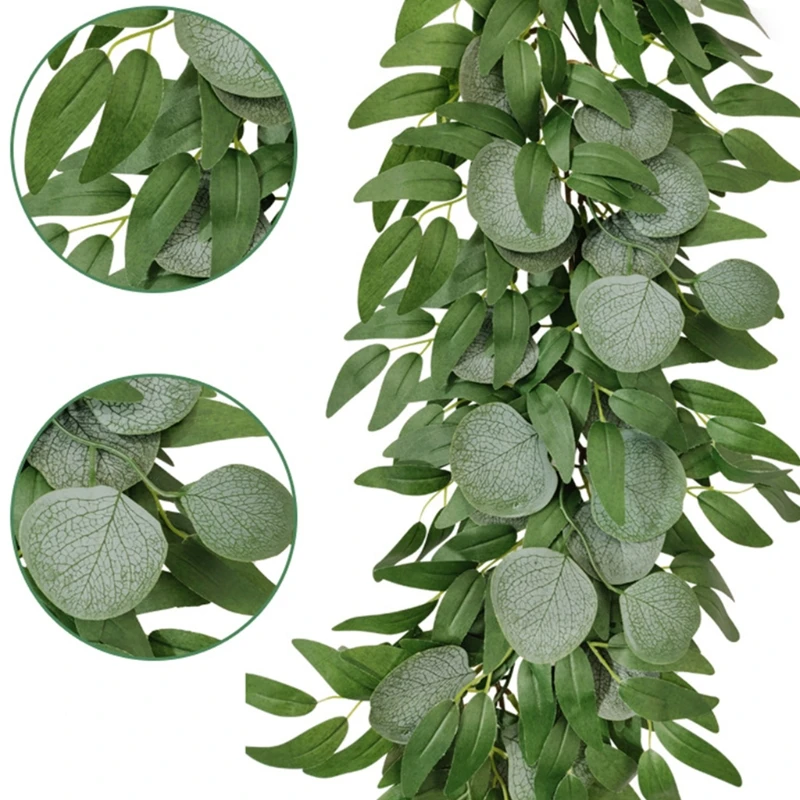 

Artificial Eucalyptus Leaf Garland Vines Rattan Handmade Greenery Wedding Backdrop Arch Wall Decoration