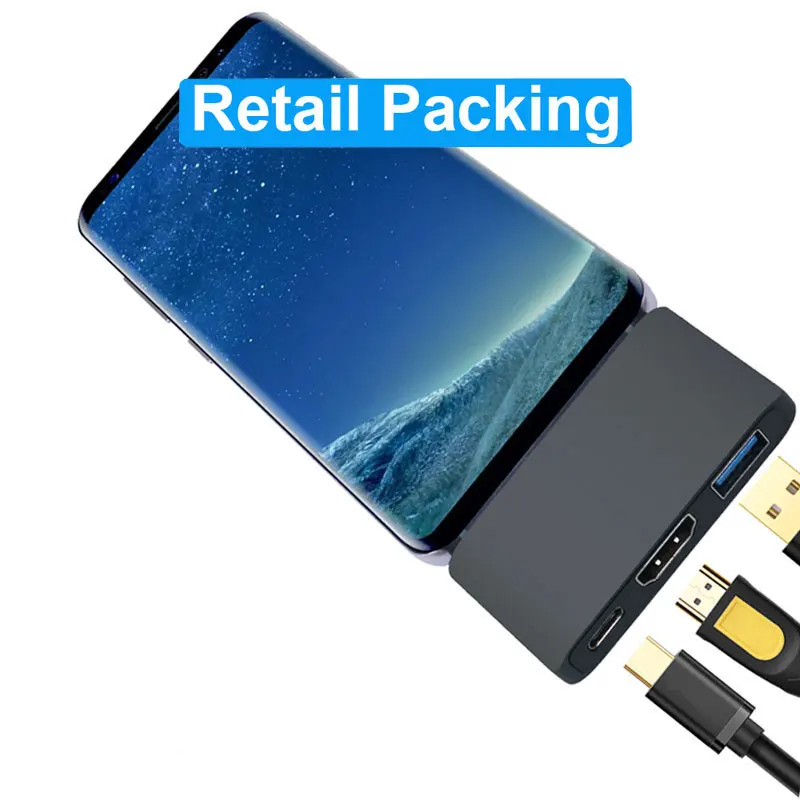 Original Box-Gray EASYA Thunderbolt 3 концентратор USB Type C док-станция для HDMI Dex режим для телефона samsung с PD USB 3,0 для Macbook Pro/Air USB-C - Цвет: Original Box-Gray